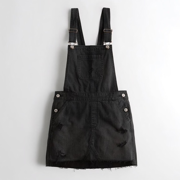 Hollister Embroidered Denim Skirt Overall Dress - Picture 1 of 8